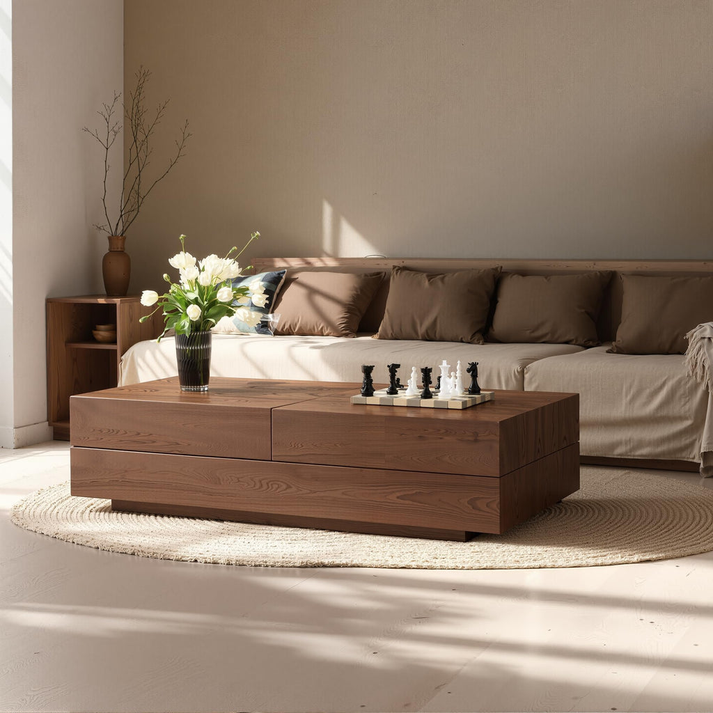 47.2" Sliding Top Coffee Table with Hidden Storage, Walnut