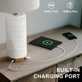 Touch Bedside Table Lamps with USB Ports Living Room, 25'' Dimmable Nightstand Touch Lamps