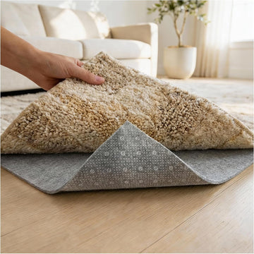 Felt Rug Pad with Gripper Dots, 8x10 Ft Non-Slip Rug Underpad with PVC Backing, 1/6" Thick Cushioned Carpet Pad - Set of 80