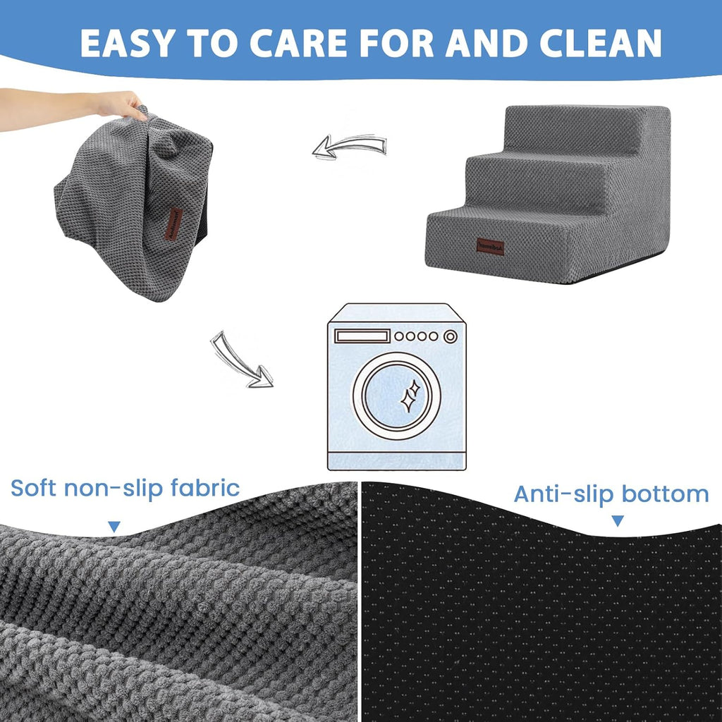 Dog Stairs for Small Dogs, 3-Step Non-Slip Pet Stairs for Couch Sofa and Chair, Dog Bed Stairs for Puppy