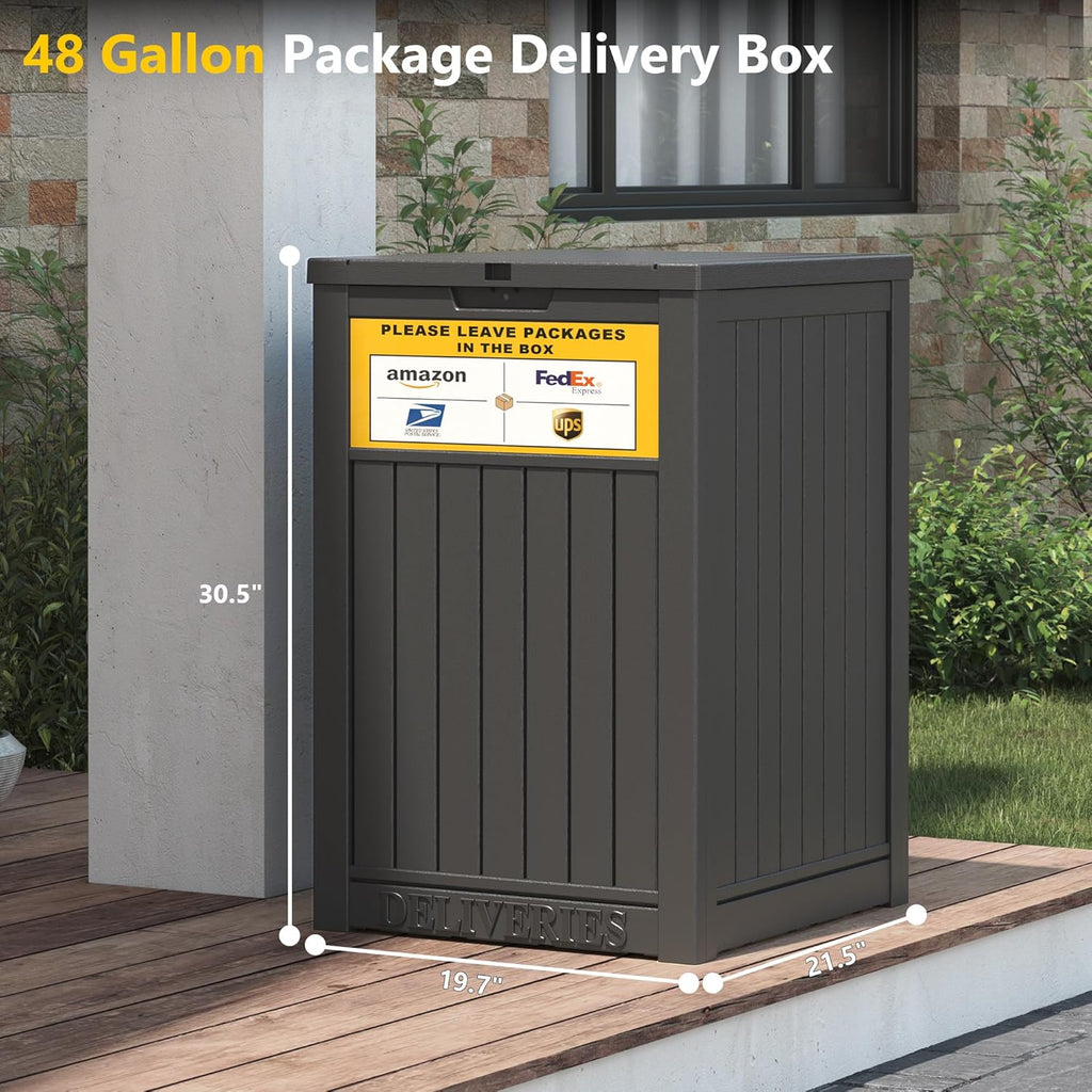 Package Delivery Box with Sign, 48 Gallon Storage with Lockable Secure