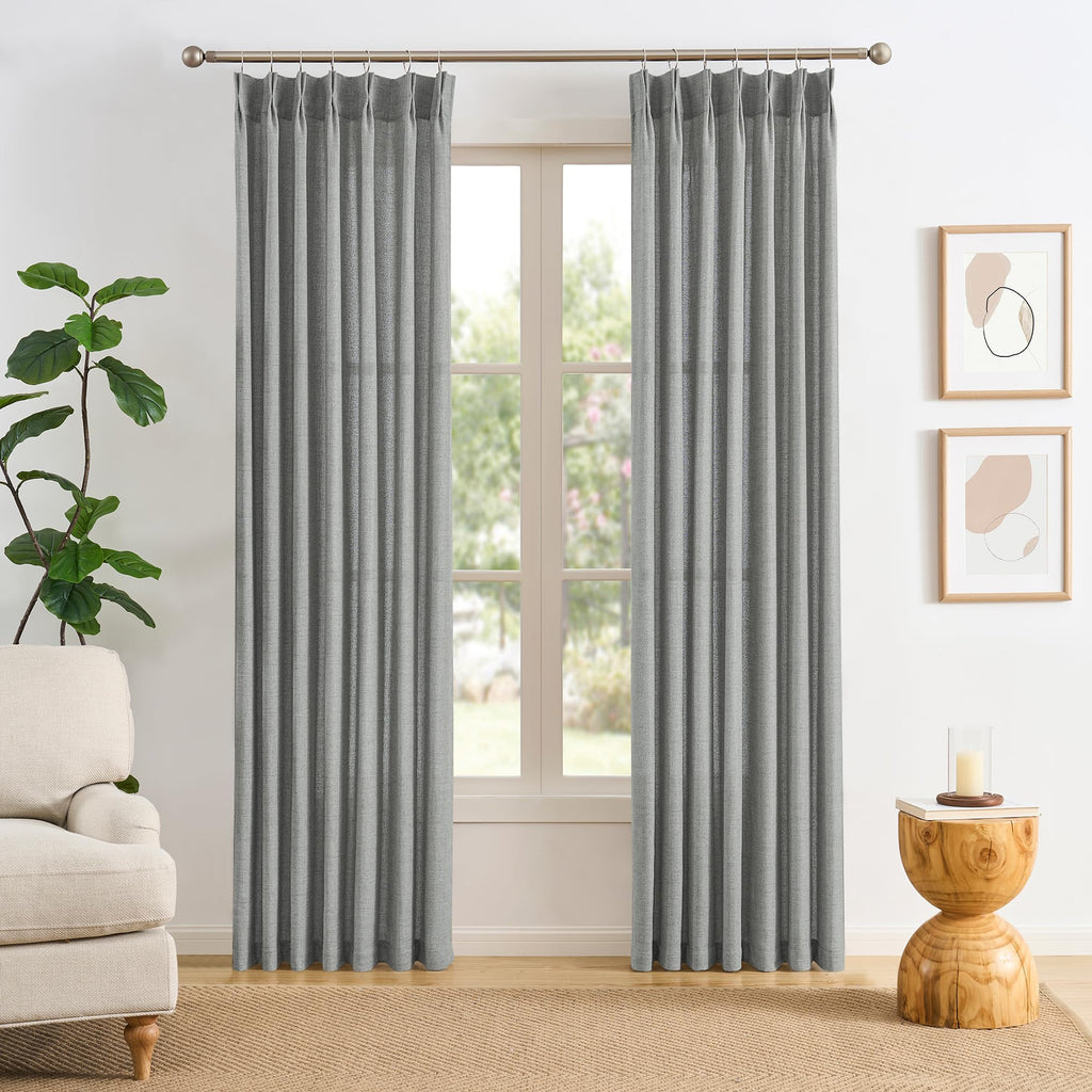 2 Panels Set Extra Long 130 Inch Curtains, Grey, 42" Wide by 130"