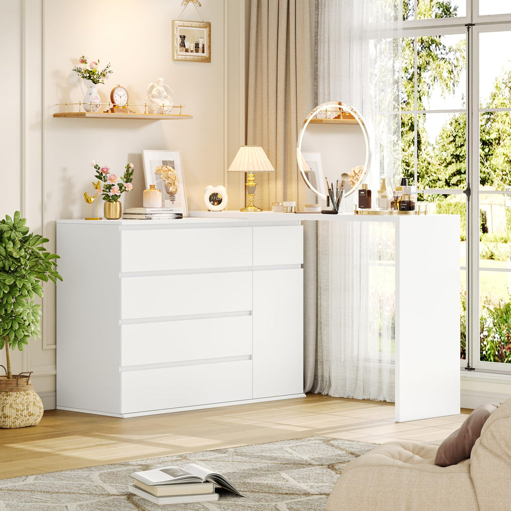 White Dresser, Dresser, Wide Chest of Drawers