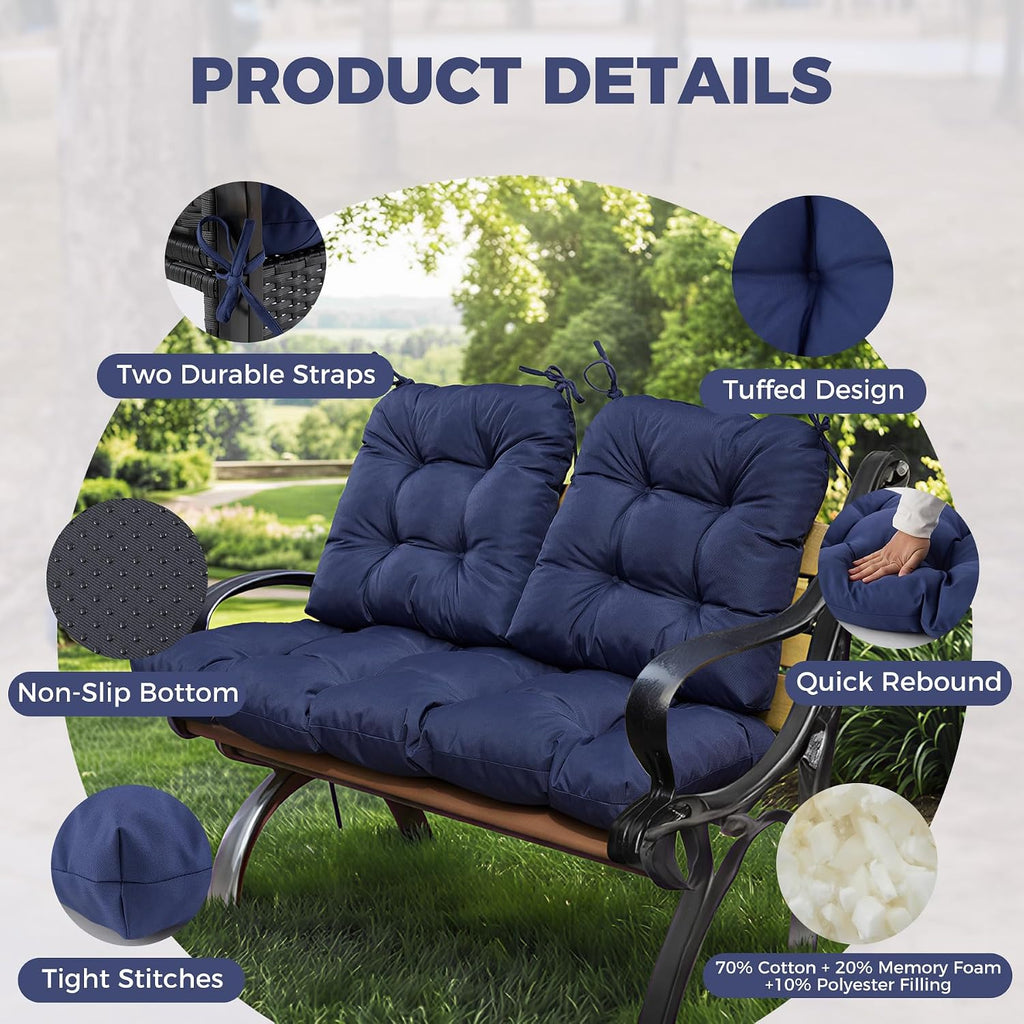 Wicker Chair Cushions of 3 Pieces, Waterproof Cushions Furniture, Tufted Wicker Outdoor Furniture Cushions, 1 Patio