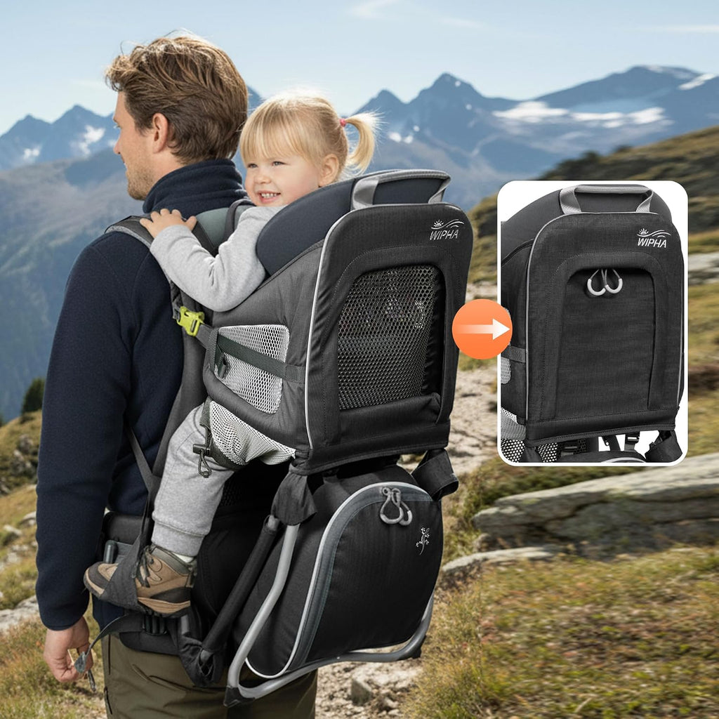 Backpack Carrier, Toddler Hiking Backpack Carrier with Sunshade, Black