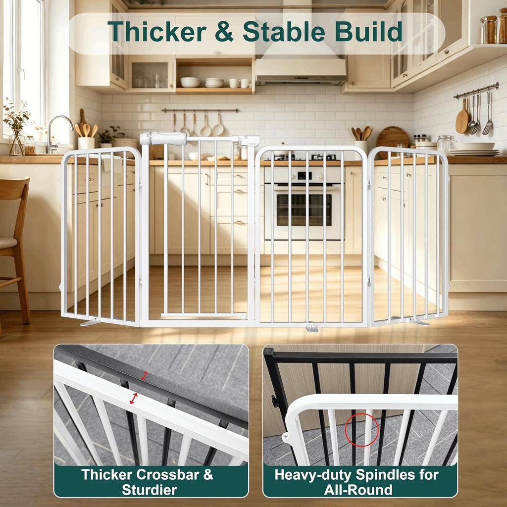 Heavy-Duty Freestanding Dog Gate 106" Wide 30" Tall 6 Panels