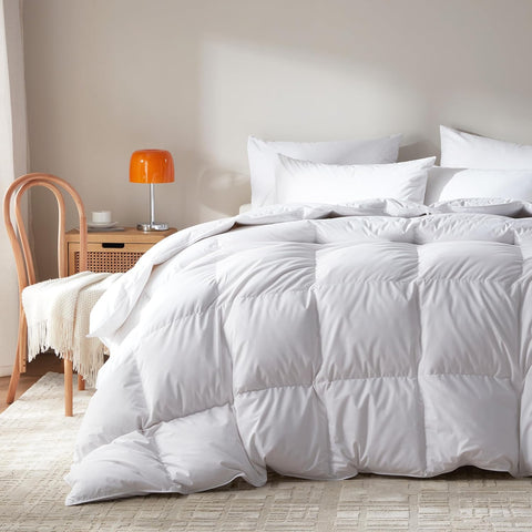 Goose Feather Down Fiber Comforter King,100% Organic Cotton Duvet Insert,All-Season Luxury Duvet Ins
