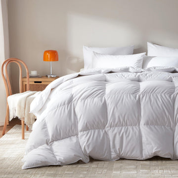 Goose Feather Down Comforter, 100% Organic Cotton Duvet Insert