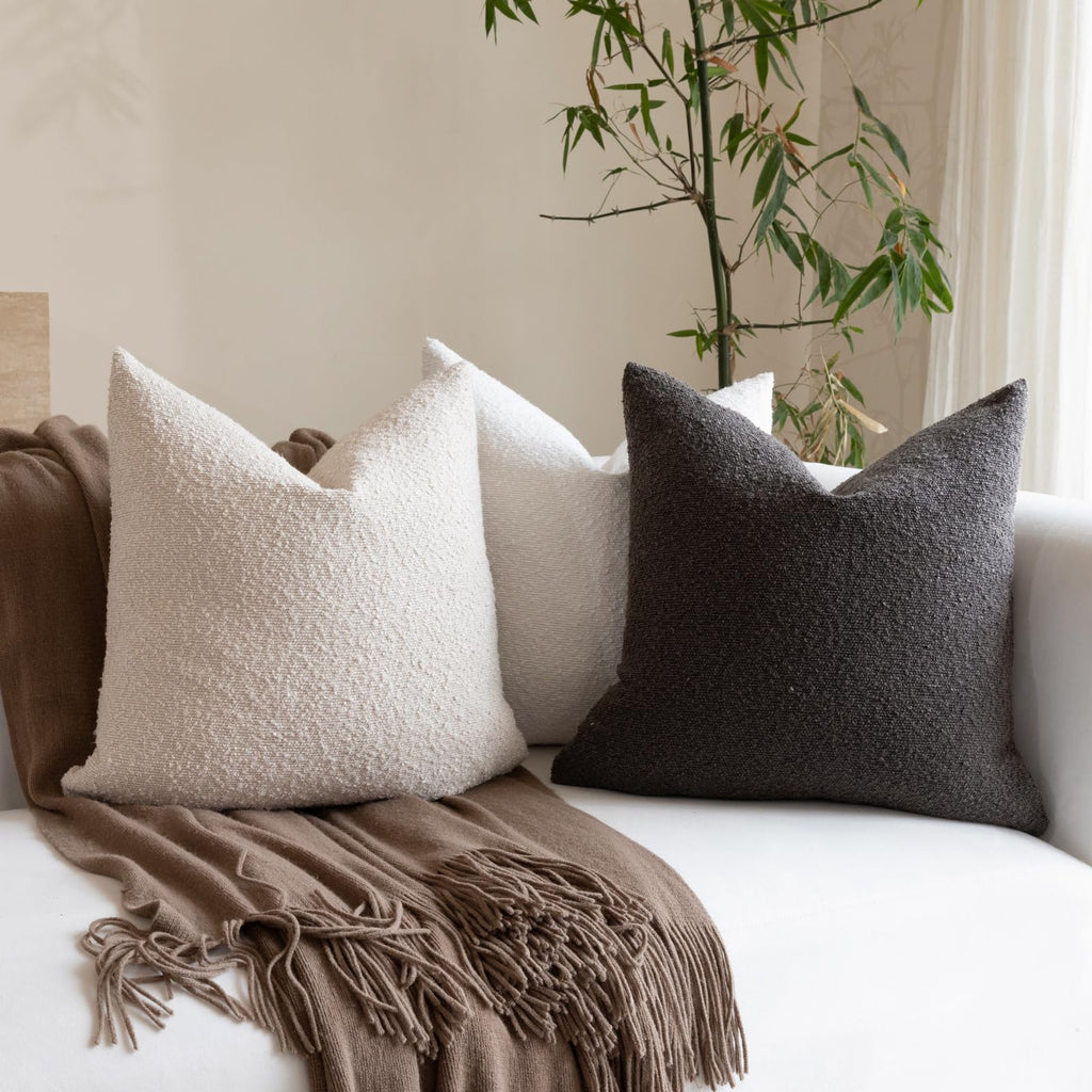 20x20 Boucle Throw Pillow Covers, Set of 2, Beige