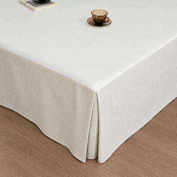 Waffle Weave Bed Skirt, 14 Inch Tailored Drop, Queen, Khaki