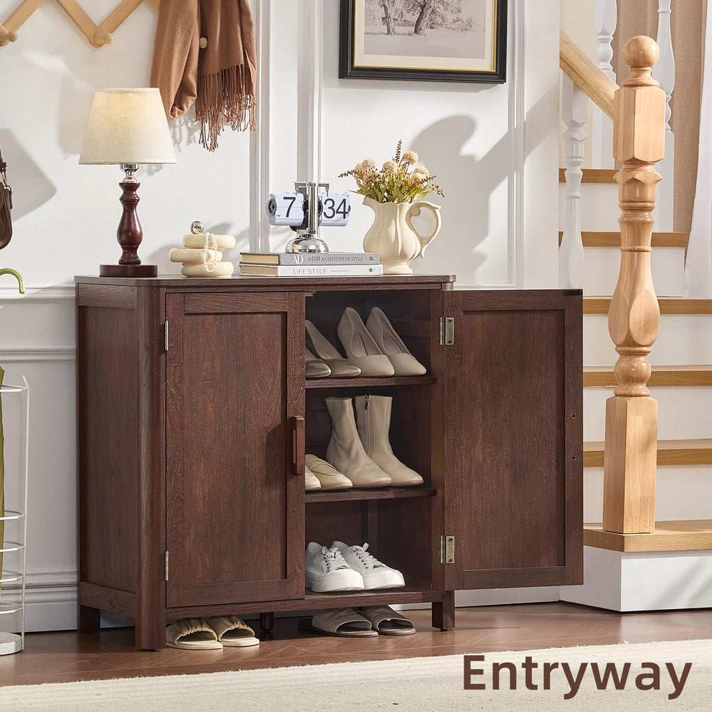 Sideboard Buffet Cabinet with Storage, 31.5" Arc-Shaped Credenza