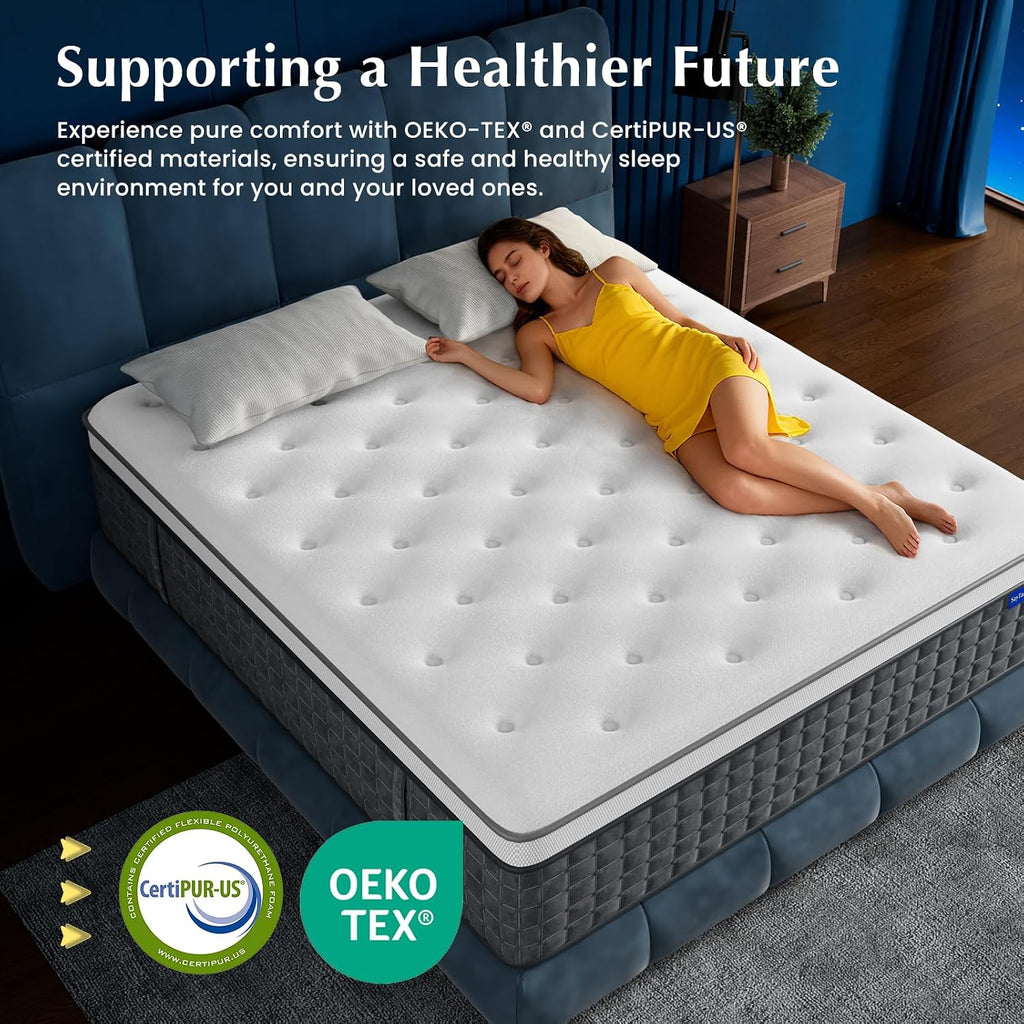 Queen Mattress, 12" Medium Firm Hybrid Mattresses, Mattress Queen Size in a Box with Individual Pocket Springs for