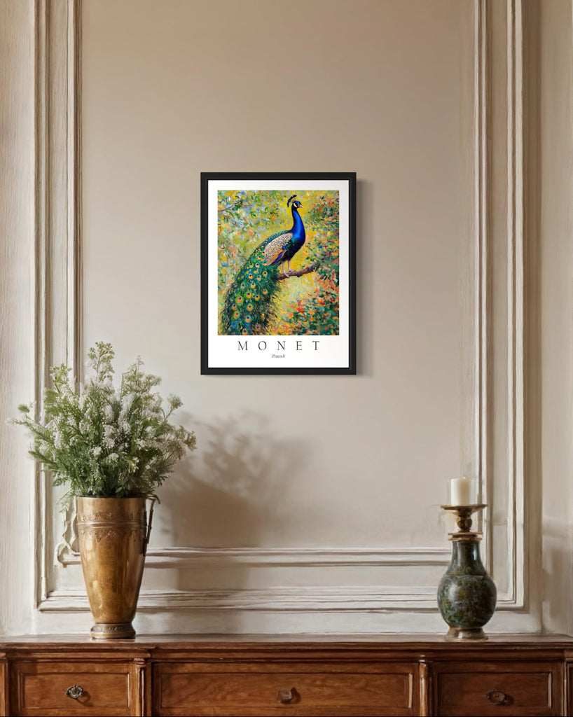 Peacock Inspired Claude Monet Bird Poster Art Print - Monet Wall Art Exhibition Collections Artwork Aesthetic