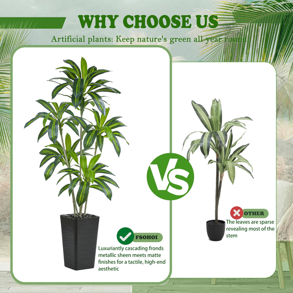 Dracaena Artificial Plants 6FT, Large Fake Tree Indoor