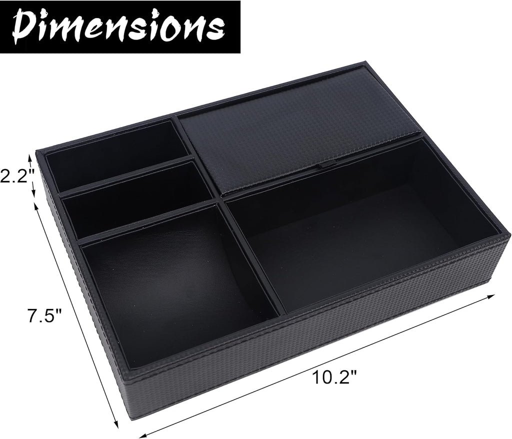 Men's Valet Tray, 5 Compartments, Black