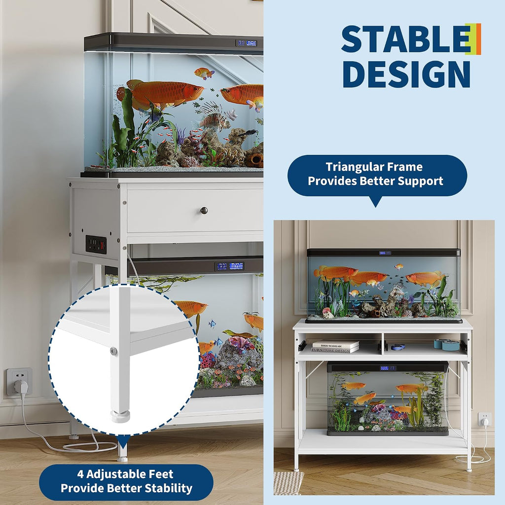 40 Gallon Fish Tank Stand with Outlet, Double Aquarium Tank Stand