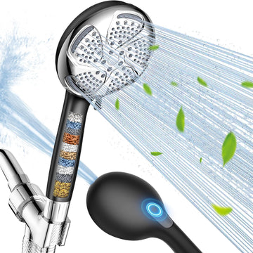 Filtered Shower Head with Handheld, High Pressure 7-Spray Showerhead with Filters for Hard Water