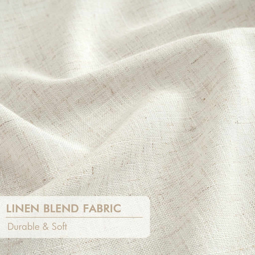 Natural Pinch Pleated 100% Blackout Linen Curtains, Room Darkening Light Blocking Window Curtains 84 inches Long