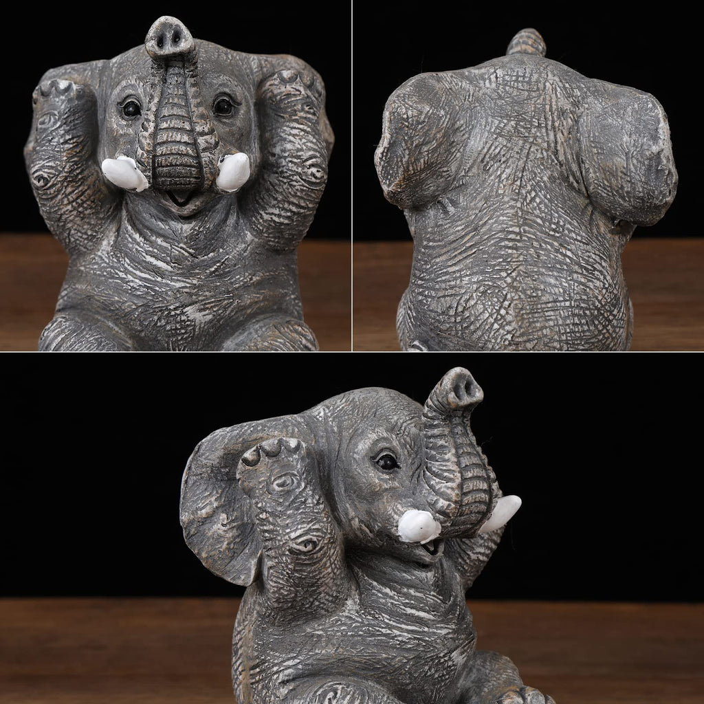 Set of 3 Elephant Statues Cute Figurines Home Decor