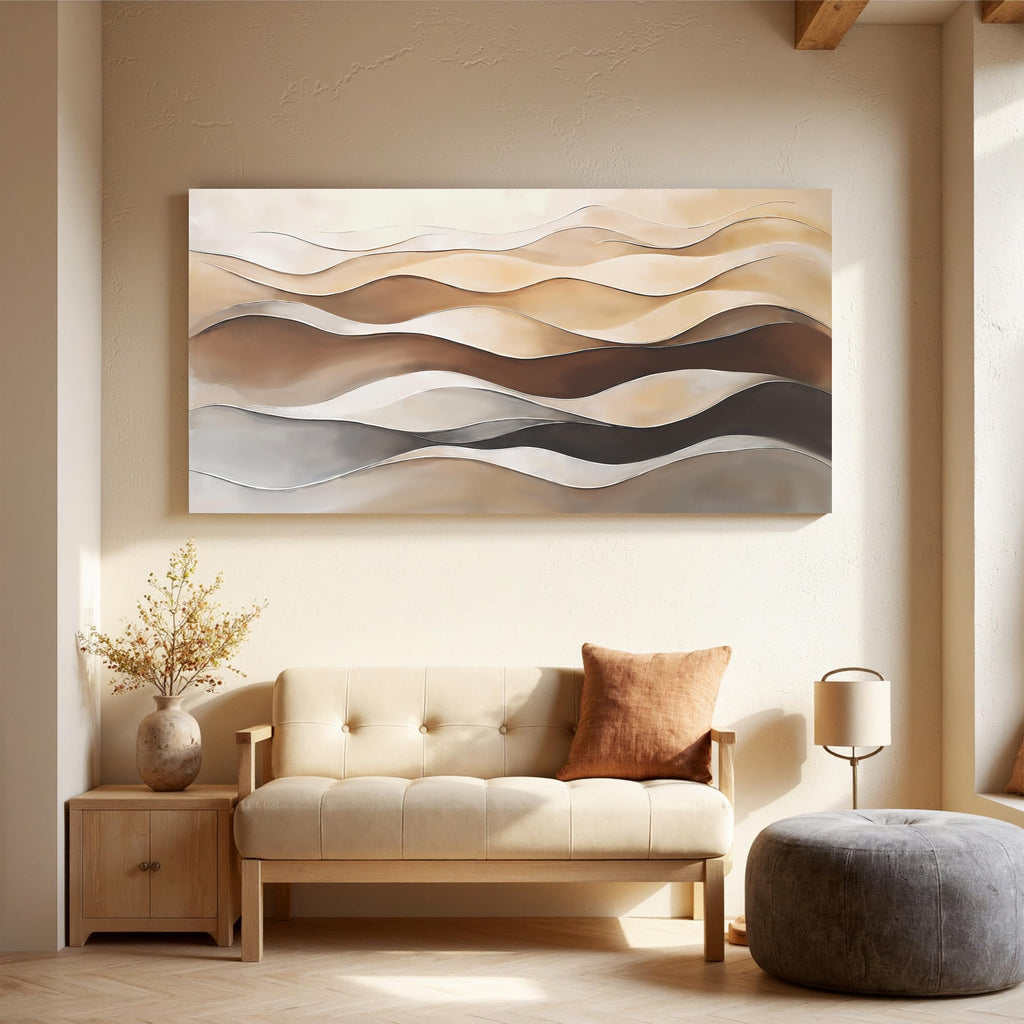 Brown White Abstract Canvas Wall Art Decor Prints 20"×40"