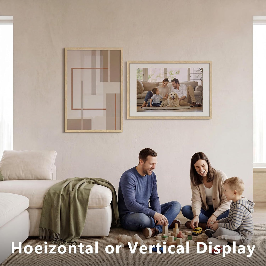 24x36 Poster Frames 3 Pack - Natural wood Movie Picture Frame | Display18x24 with Mat or 24x36 Without, Horizontal &