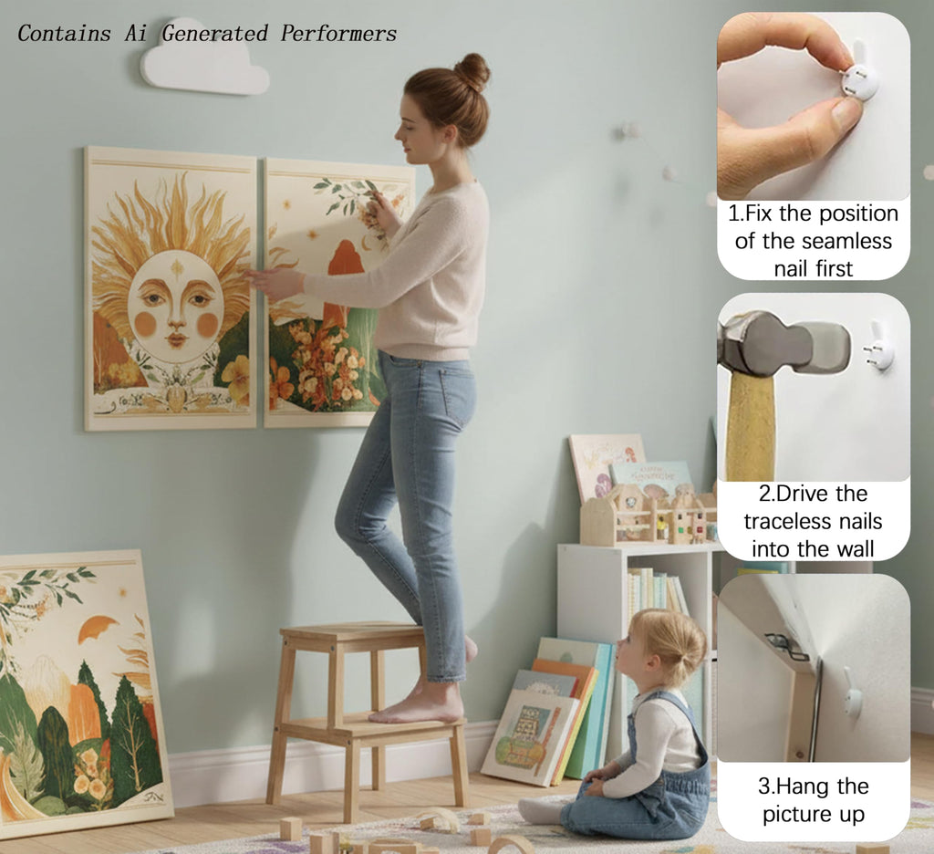 3Pcs Boho Sun Forest Canvas Wall Art, Boho Mountain Wall Decor