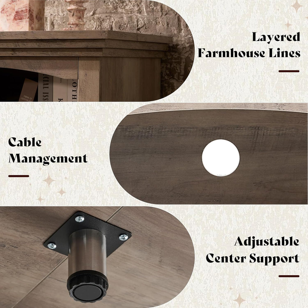 70 Inch Fireplace TV Stand for TVs up to 80", Farmhouse Entertainment Center with 23" Electric Fireplace One-Box