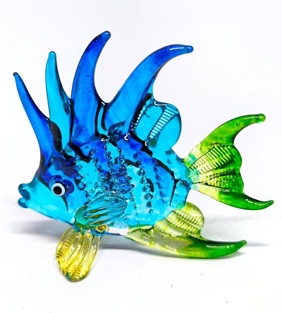 Handcrafted Blue Glass Fish Figurine Exquisite Hand Blown Aquarium Collectible Coastal Style Deco