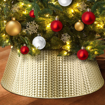 Metal Christmas Tree Collar, 28 Inch Christmas Tree Collar Basket Skirt for Large Christmas Tree, Artificial Tree