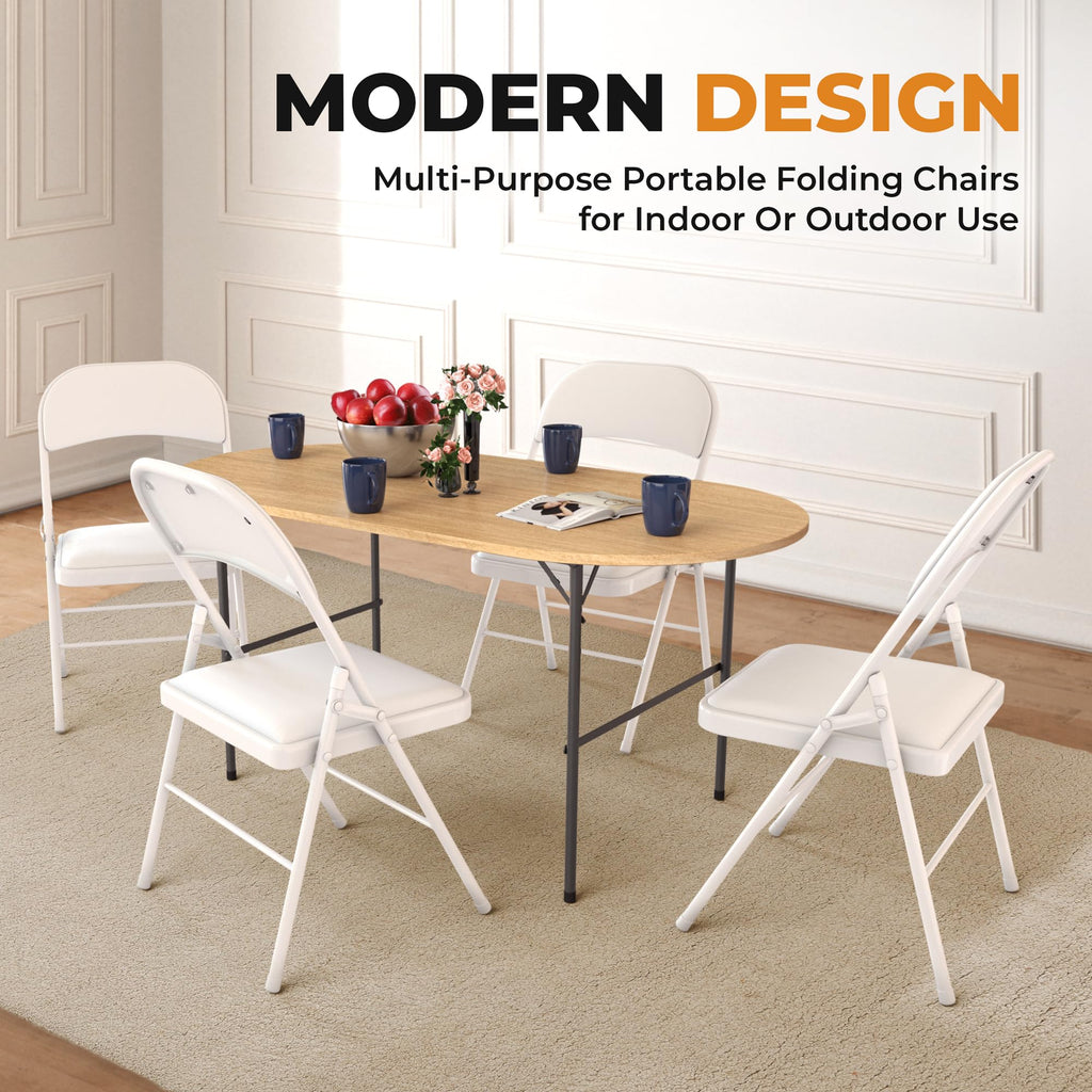4 Pack Leather Chair | Foldable & Stackable | 350 lbs Capacity Steel Frame Seats for Indoor or Outdoor | Commercial