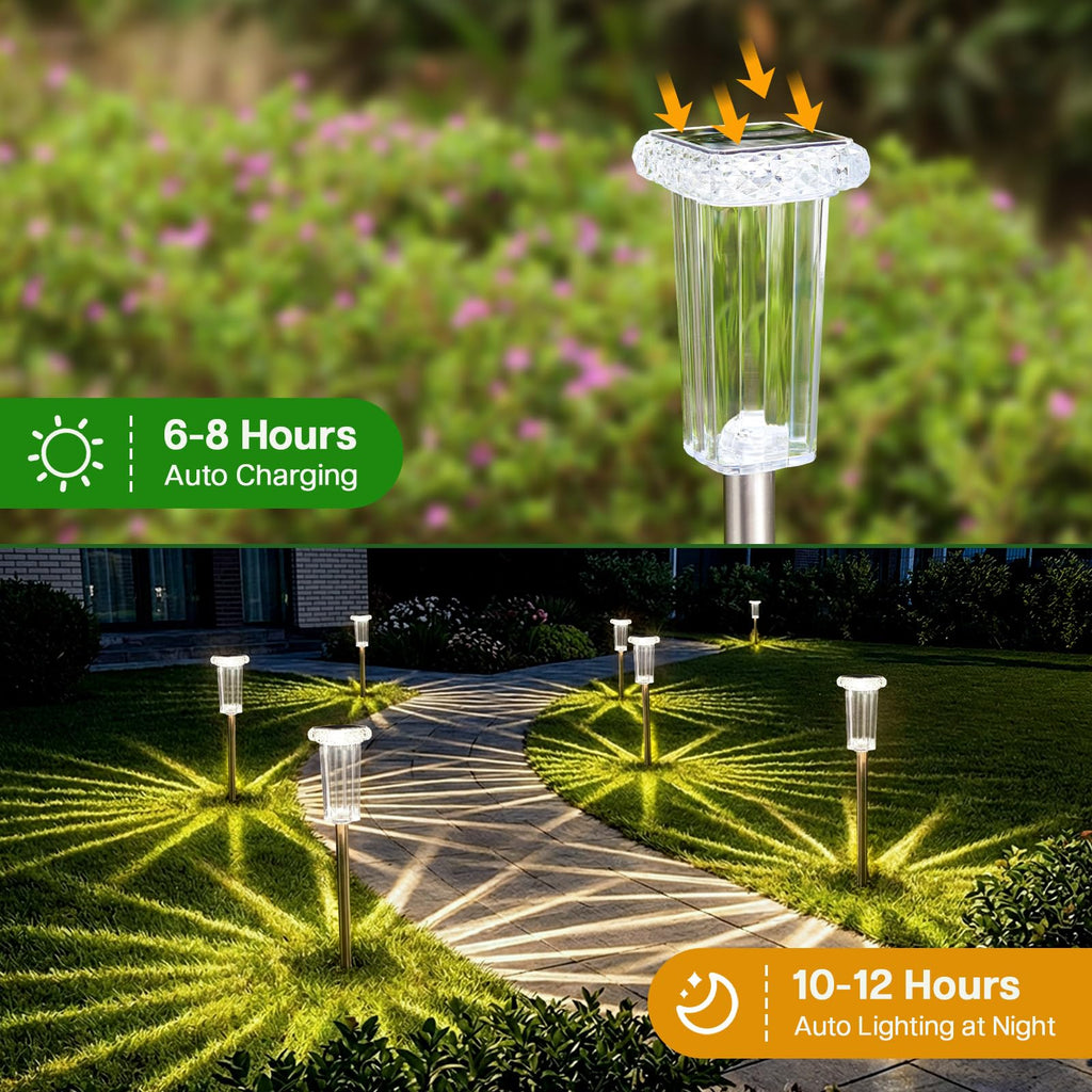 10 Color Solar Lights Outdoor Waterproof LED Pathway Lights 8 Pack
