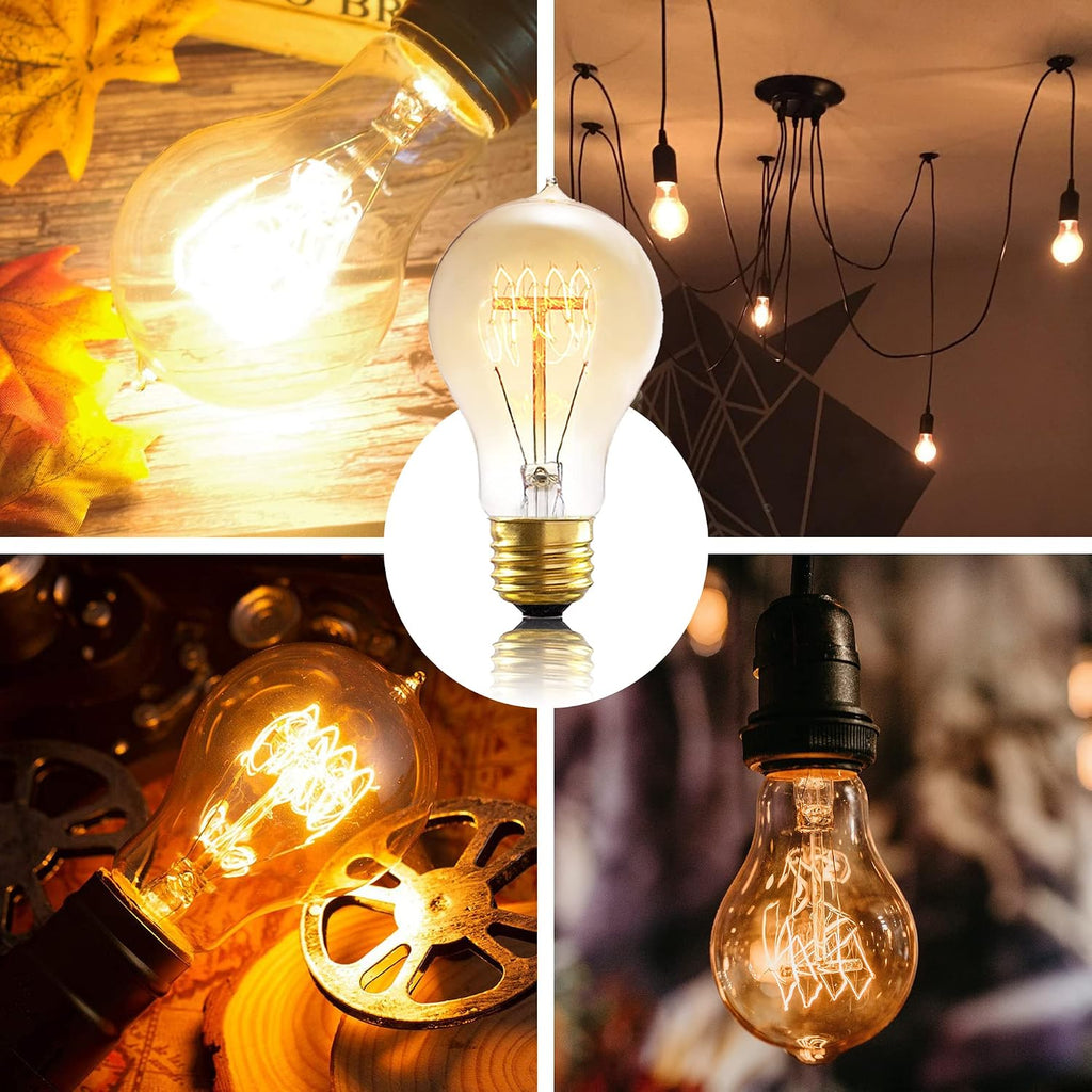 A19 Edison Bulbs 40W Dimmable E26 Incandescent Light Bulbs 2 Pack