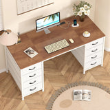 50 Inch Computer Desk with 8 Drawers, Home Office Desk with Power Outlets