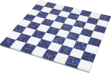 15'' Borderless Marble Stone Luxury Chess Board - Lapis Lazuli Blue and White