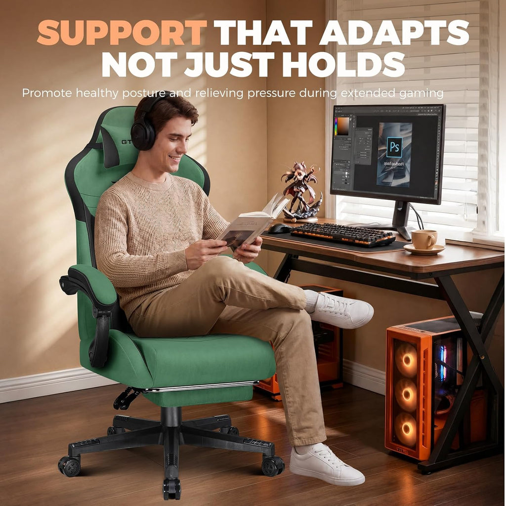 Gaming Chair with Footrest, Ergonomic Office Chair 400lbs Heavy Duty, Big and Tall Computer Desk Chair with Lumbar