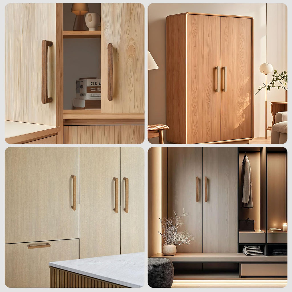 5 in beech 6 pcs Round Wooden Drawer Pulls cabinets Handle Kitchen Door