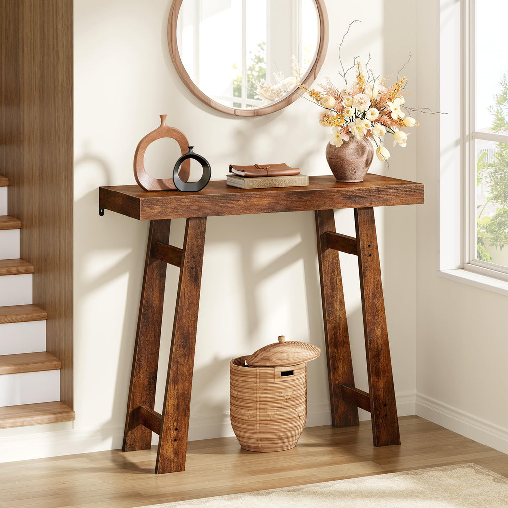Modern Entryway Table, Foyer, 31.5 Inch, Rustic Brown