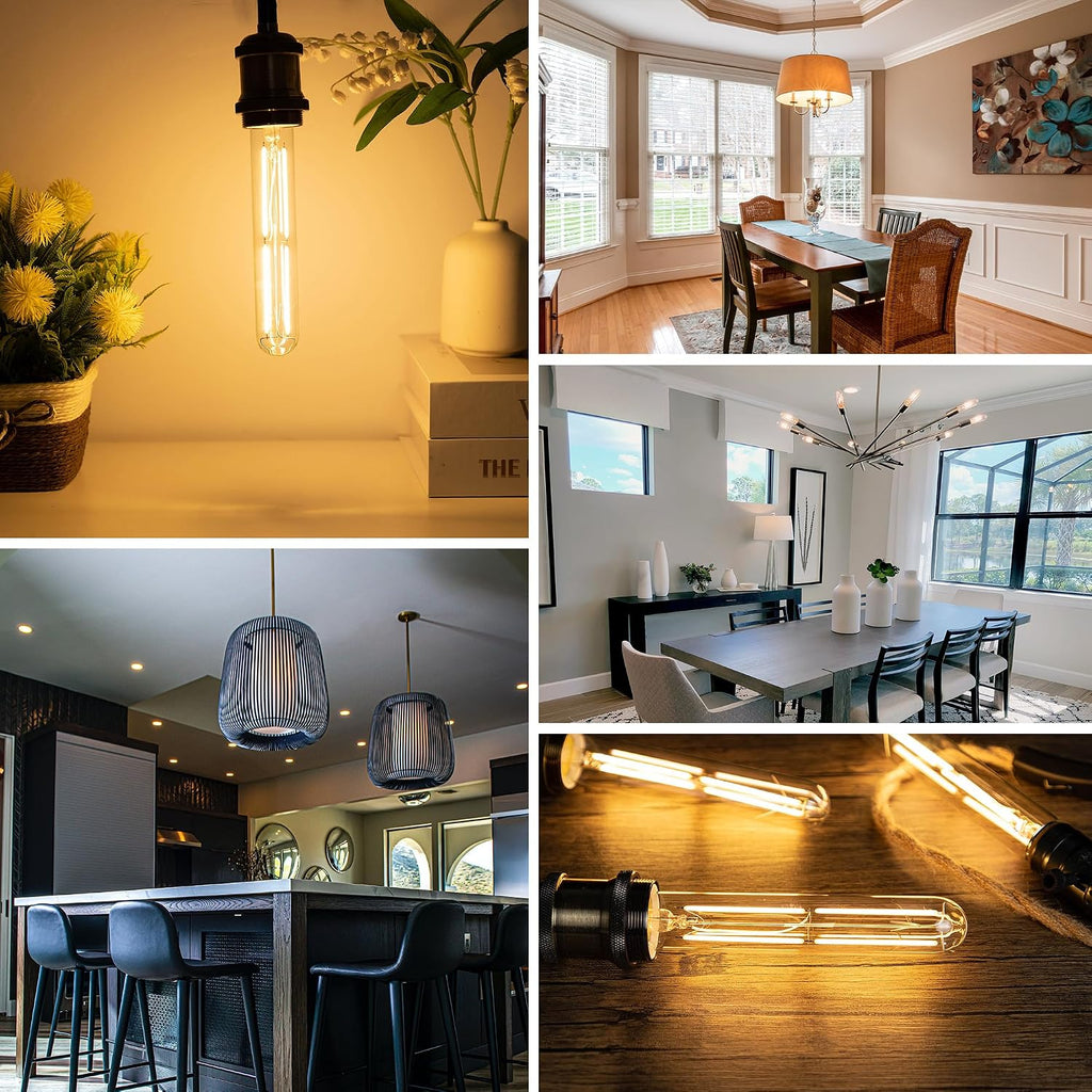 Tubular Light Bulb 7.3 Inch Dimmable T10 LED Bulb E26 6W 60 Watts