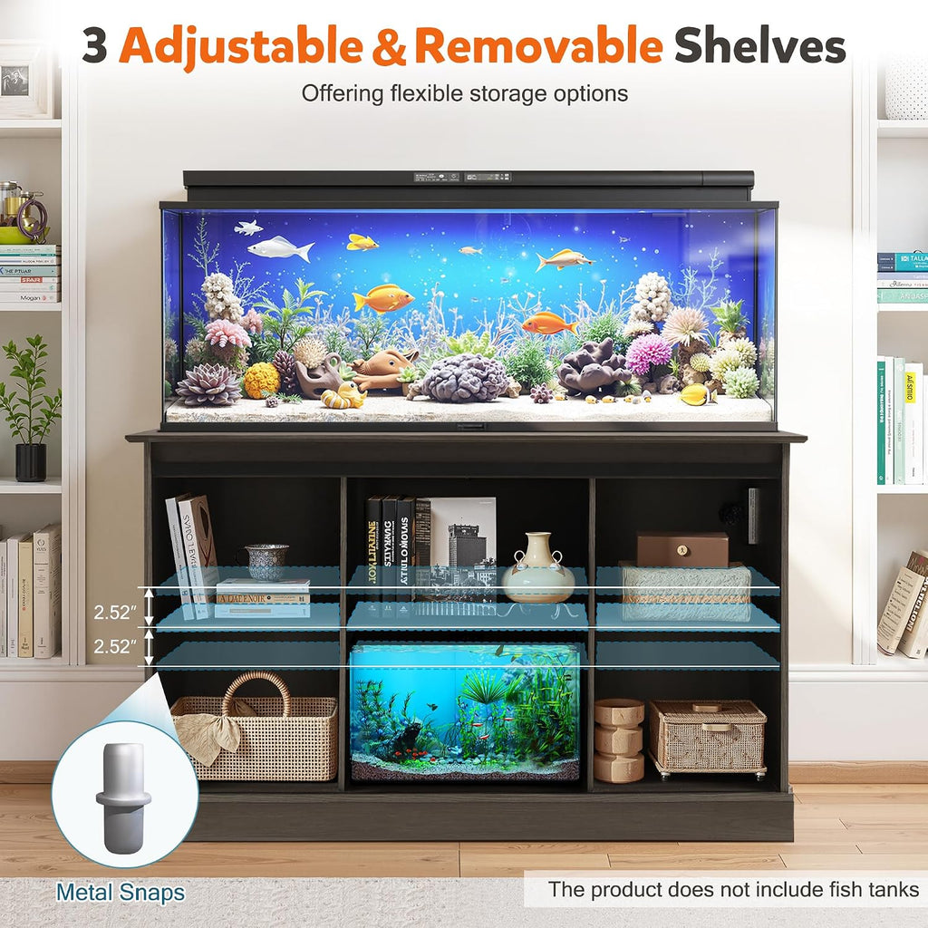 55-75 Gallon Fish Tank Stand with Power Outlet & Sliding Barn Doors