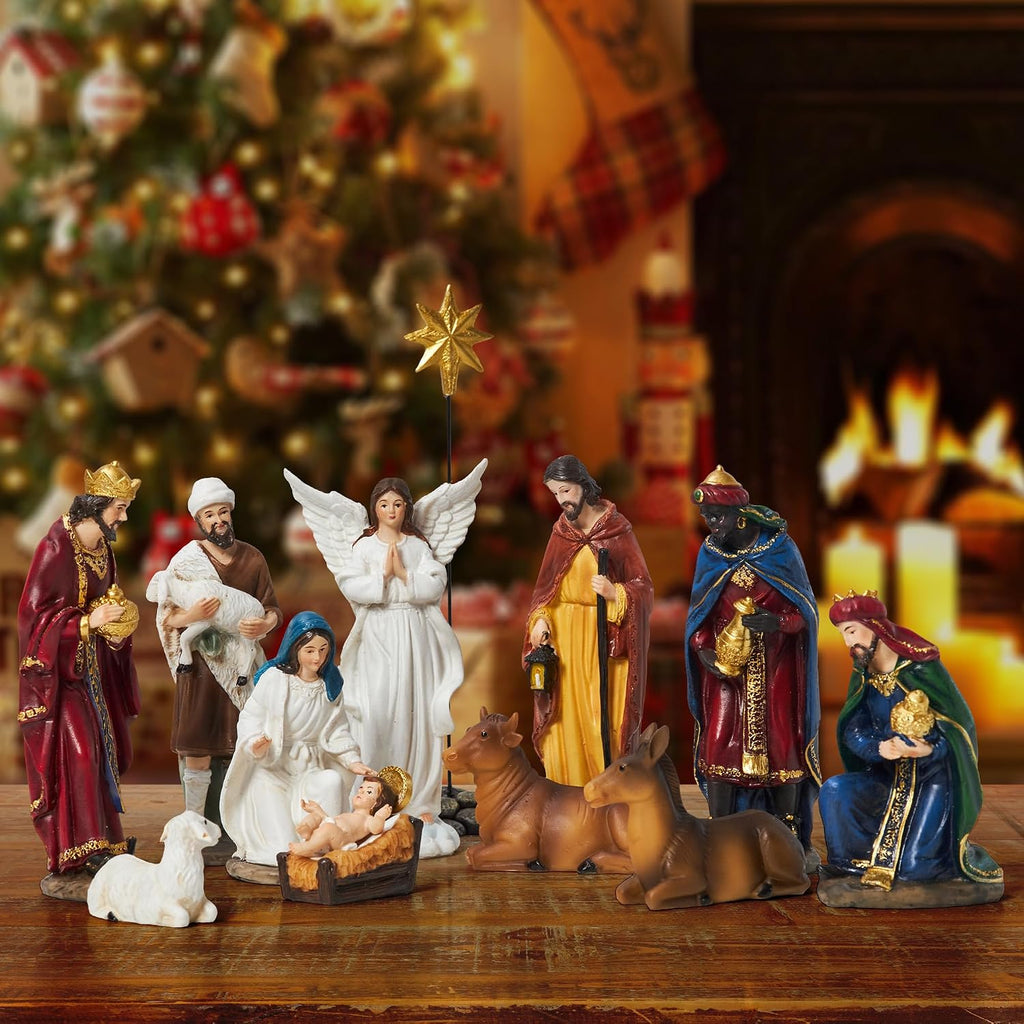 Nativity Sets for Christmas Indoor Set of 13 Pieces 3.9 Inches