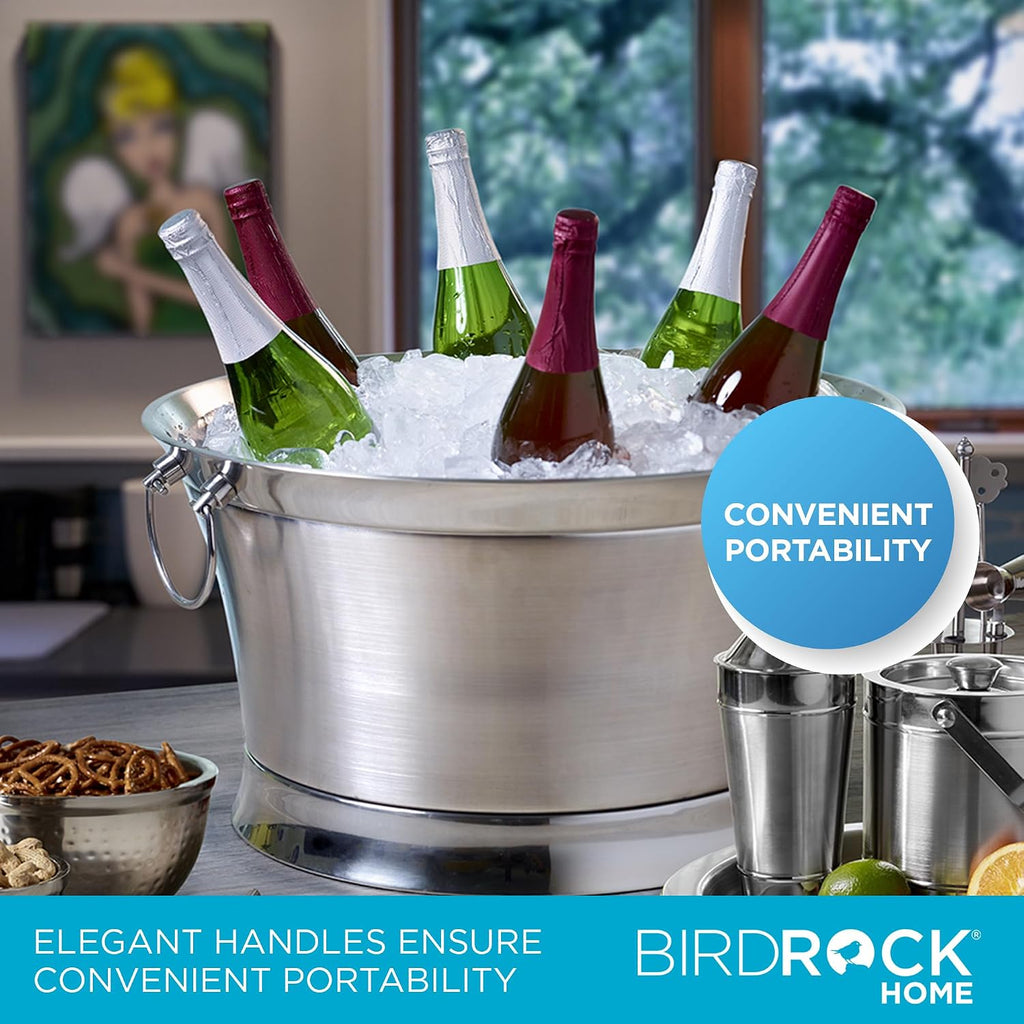 Double Wall Beverage Tub - Stainless Steel Ice Bucket, Metal Drink Cooler with Handles, for Parties & Events