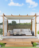 10x13 ft Outdoor Retractable Pergola with Canopy and Side Mesh Screen