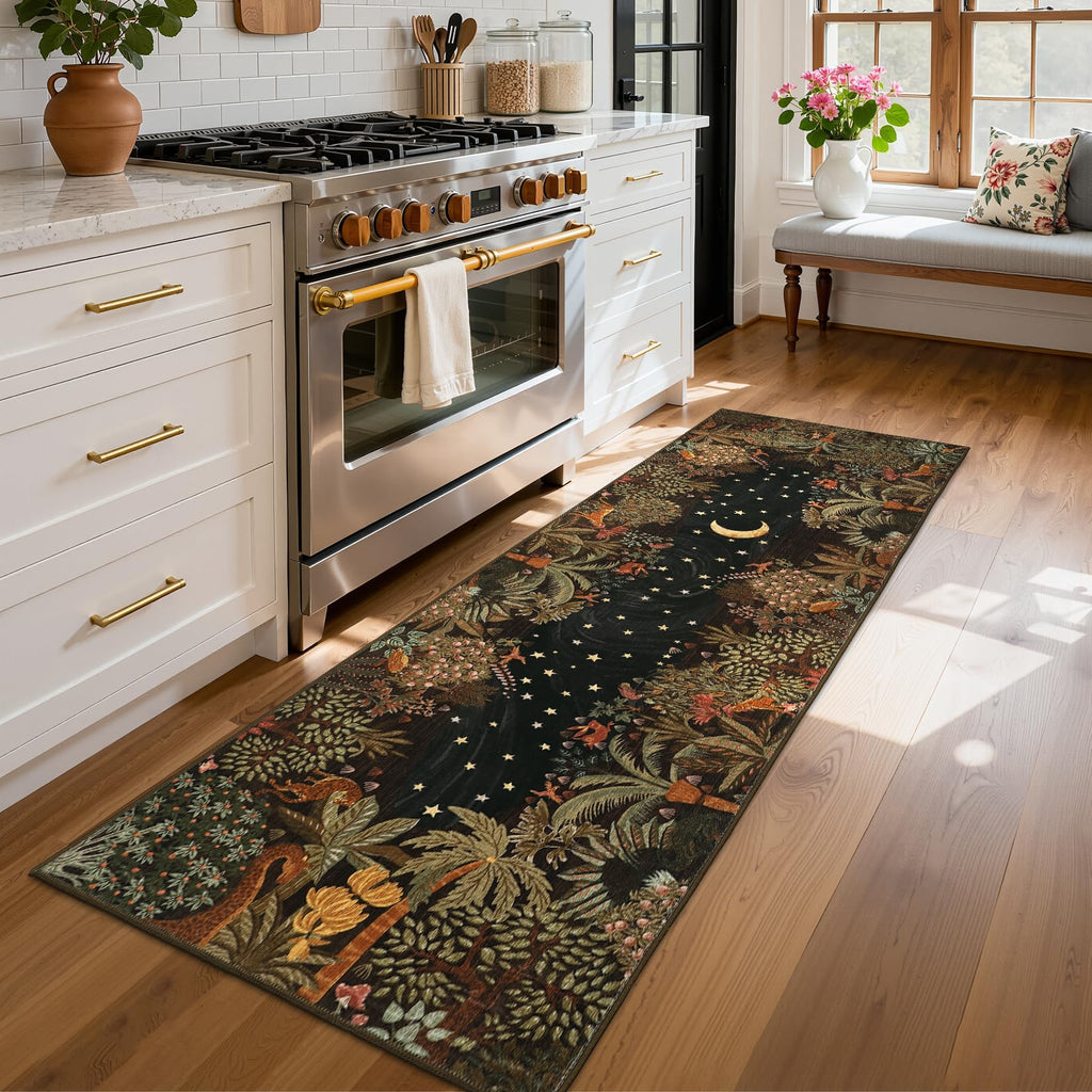 2.5x8 Jungle Hallway Runner Rug, Soft Brown Animal Long Kitchen Runner Non Slip Entryway Rug Farmhouse Thin Laundry