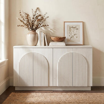 Modern 55" Fluted Wood Sideboard Buffet Cabinet with Storage