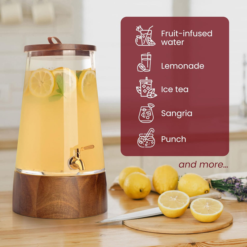 Glass Drink Dispenser with Spigot - Beverage Dispenser with Stand