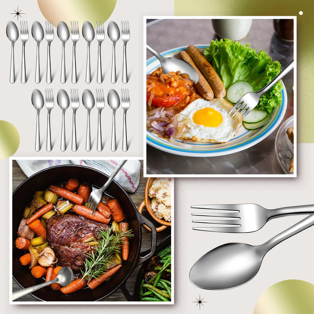 200 Pcs Forks and Spoons Silverware Set Bulk Stainless Steel Flatware Cutlery Set 6.7'' Kitchen Utensils Restaurant