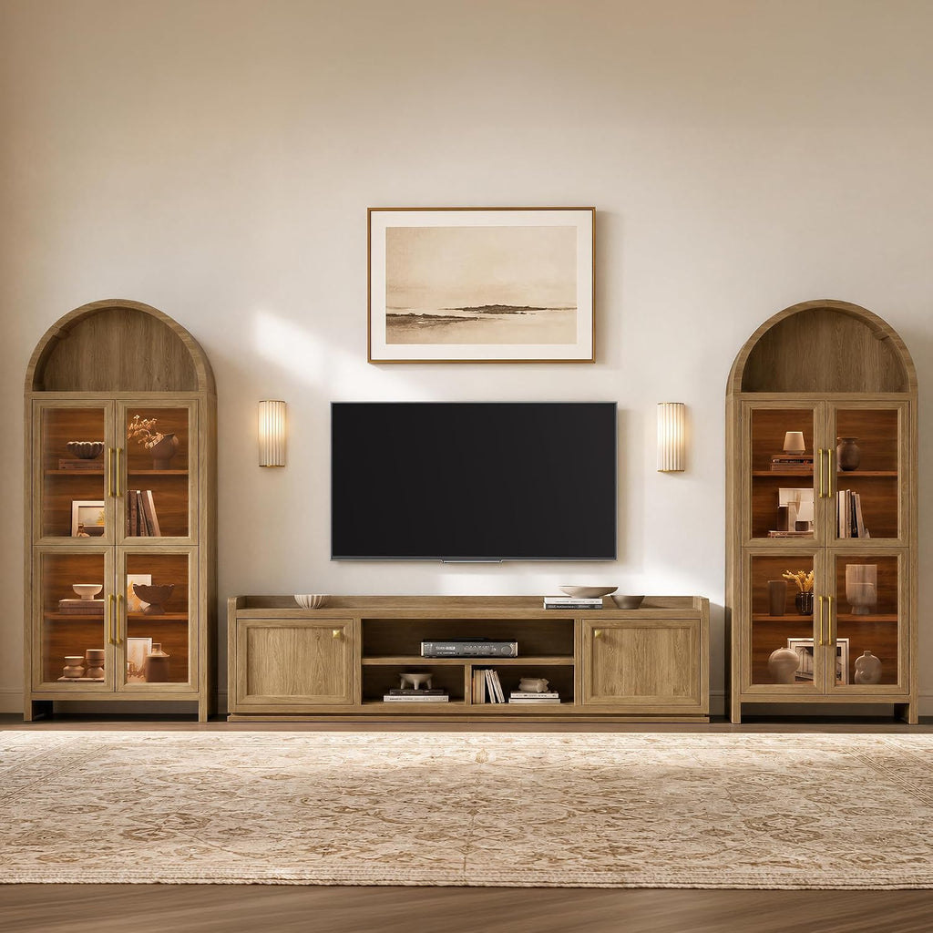 TV Stand Entertainment Center - 67" TV Console for Living Room Modern TV Stand for Bedroom, Media Console with Shelf