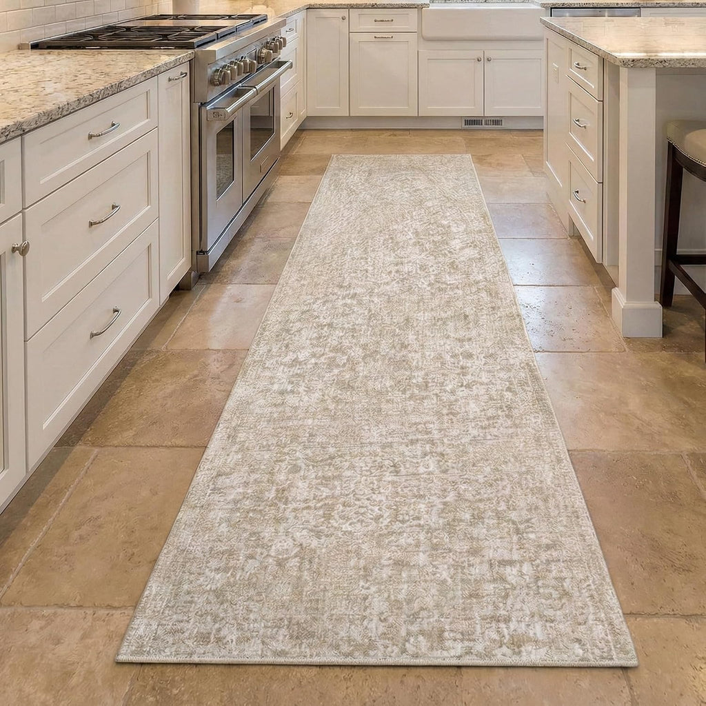 Ethos Harmony Beige Custom Length Hallway & Stair Runner, 31" x 6' - Dense 0.25" Low-Profile Pile, Stain-Resistant