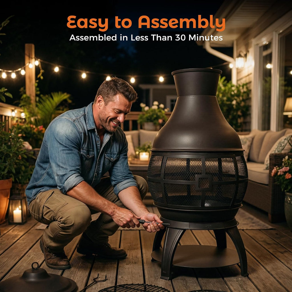 Chiminea Outdoor Fireplace, Outdoor Wood Burning Fire Pits