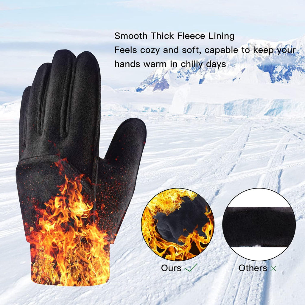 Kids Gloves Winter Waterproof Coating Warm Thick Fleece Touchscreen Anti-Slip for Boys Girls Cycling School